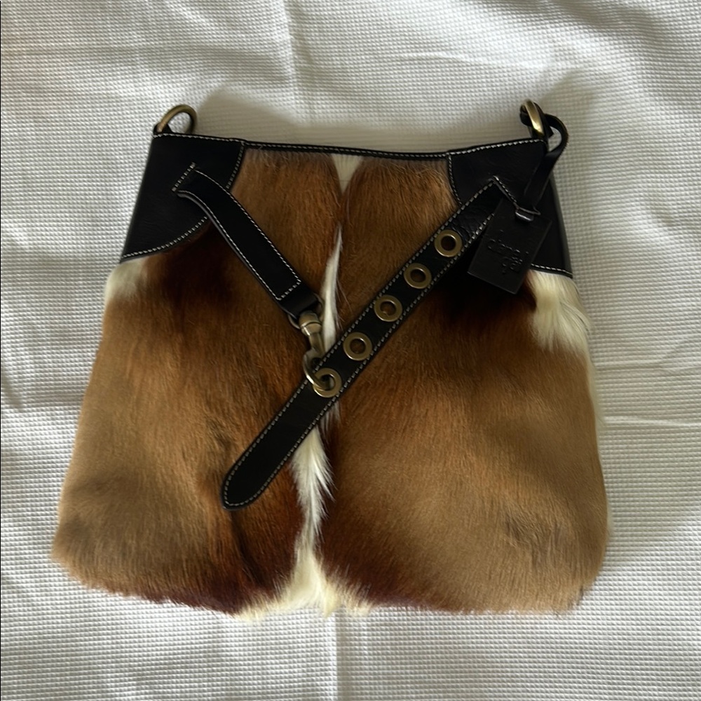 Diane Gail Brown and White South African Springbok Antelope Shoulder Bag